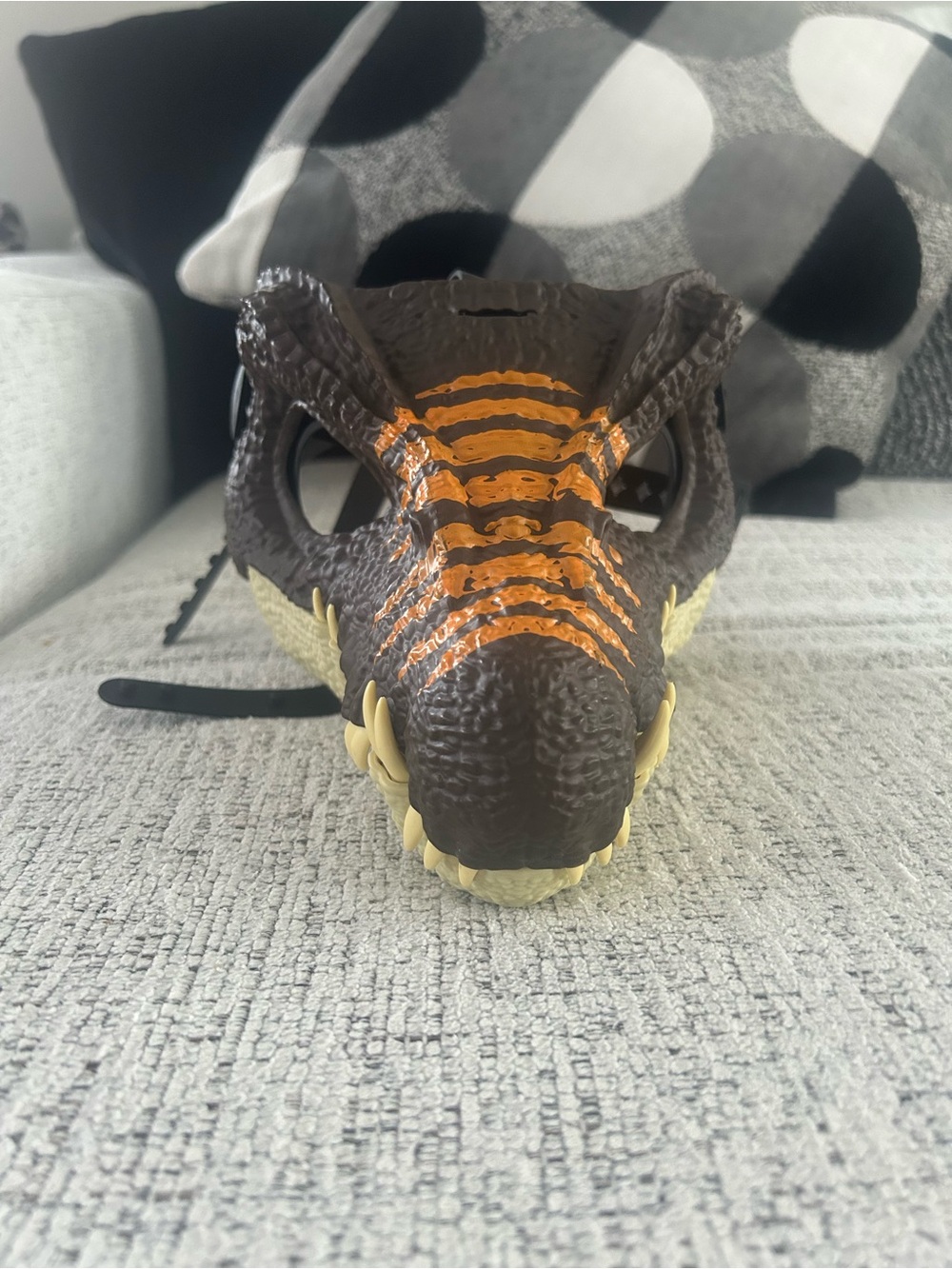 Kids Dinosaur Face Mask - Brown and Orange